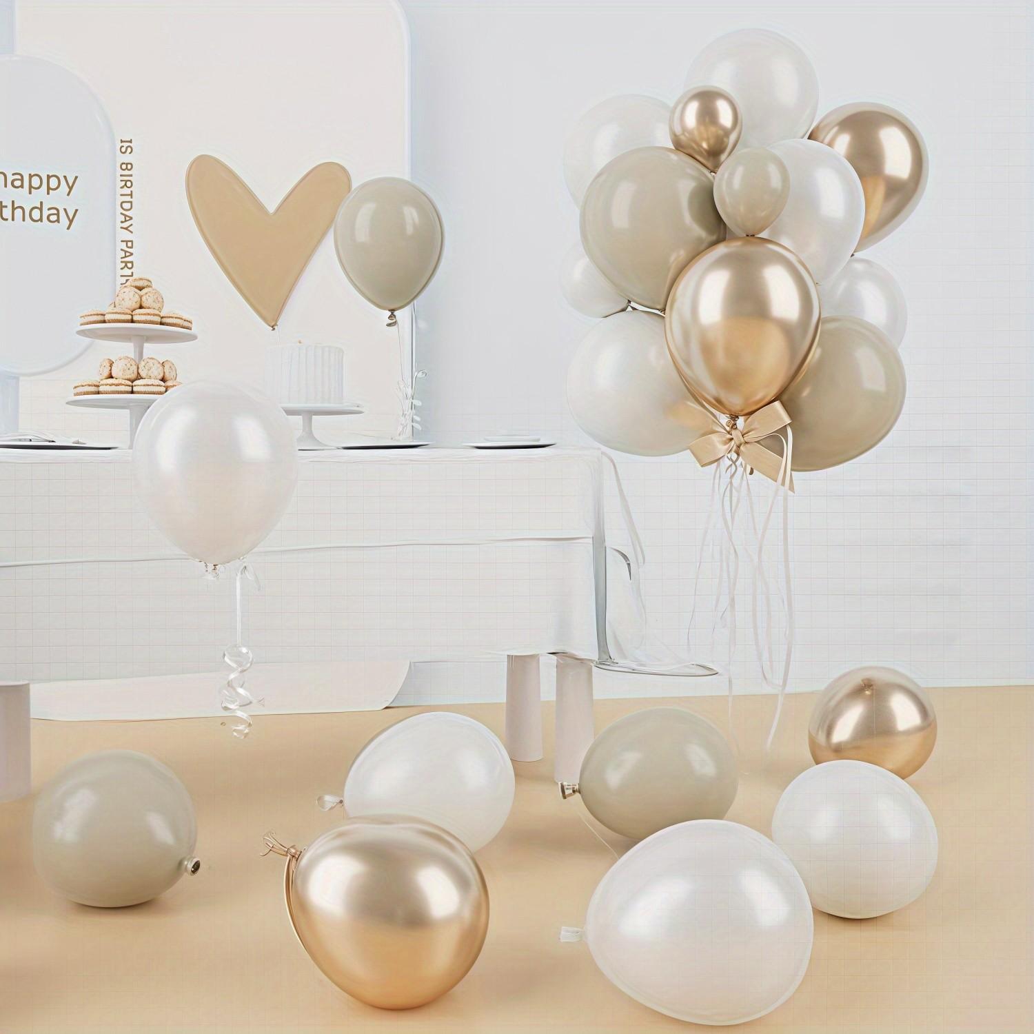 A set of 50 nude, champagne gold, pearl white, and apricot balloons, measuring 25.4 centimeters, is perfect for bohemian weddings, birthday celebrations, bridal gifts, and party decorations.