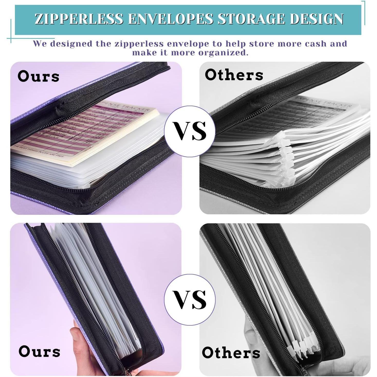 25 count A6 Binder Pockets with No Zippers, Zipless Budget Envelopes with , A6 Binder Pouch for 6 Ring Binder,  Folder Organizer, Clear PVC Savings Challenges Envelopes.