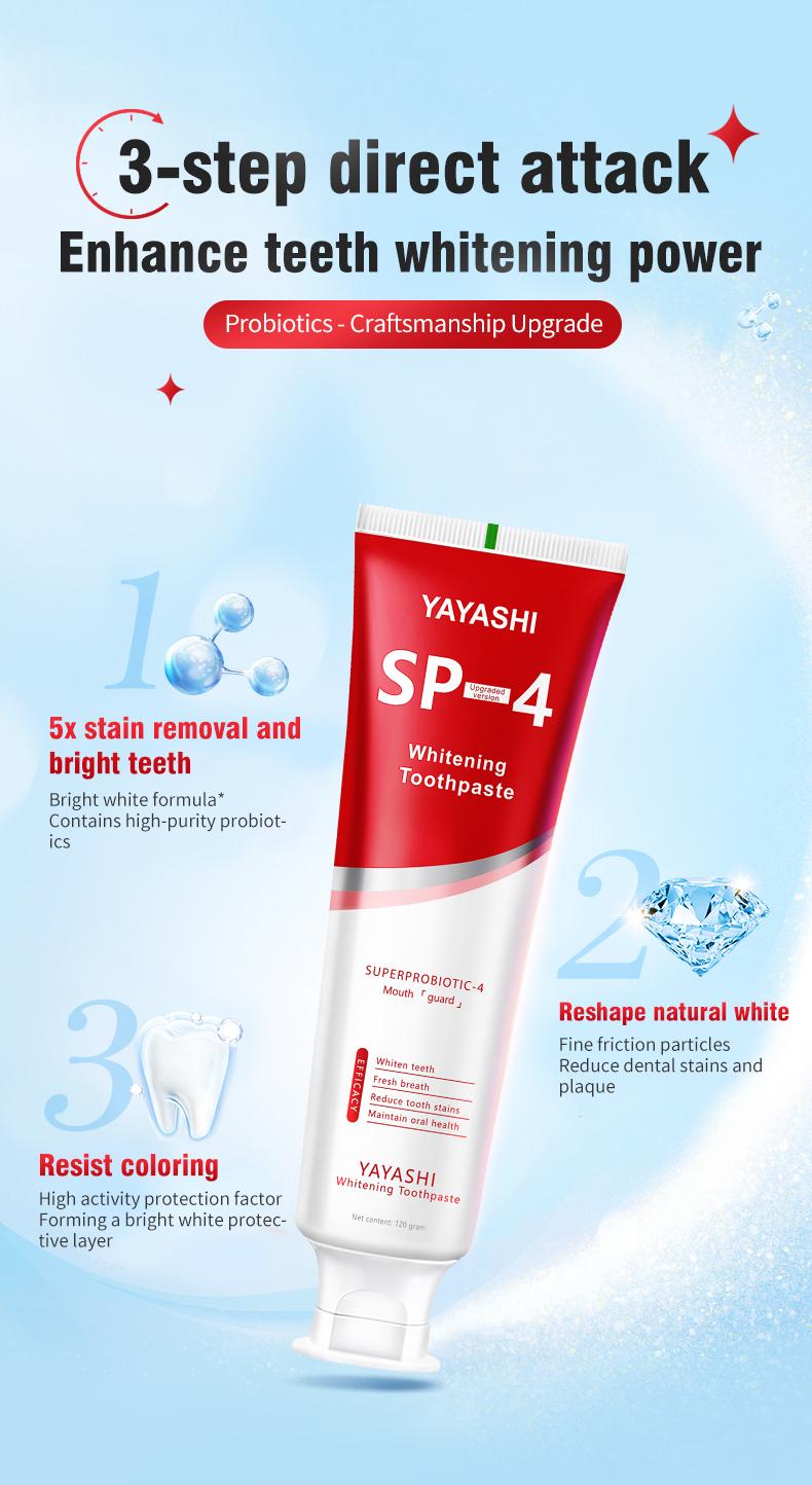 YAYASHI SP-4 Ultra Probiotics Whitening Toothpastes,Deep Cleansing for Coffee Stain,Tea Stain,Wine Stain, Bad Breath,Oral PH Balance healthy toothpaste pasta dental oral health natural oral oral health management