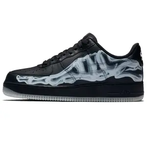 Nike Air Force 1 Skeleton Black on Black Low Top Halloween Sneakers Unisex Verifiable, with credentials and supporting global authentication
