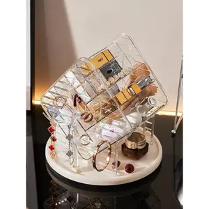 360 °   Rotating Makeup Organizer, Multi-Compartment Cosmetic Storage Organizer for Vanity, Clear Skincare & Jewelry Organizer with Large Capacity for Lipstick, Brushes, Perfume & Accessories