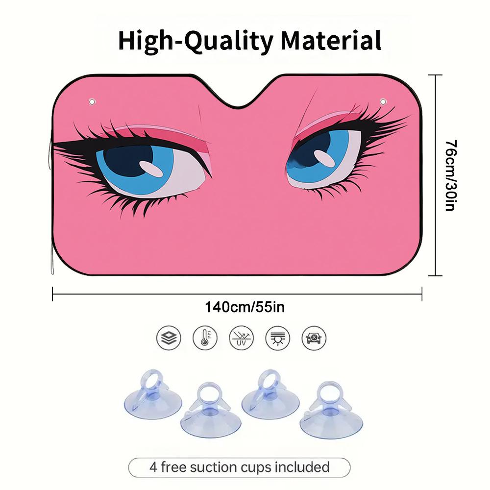 1pc, Pink Gaze Illusion Print Car Windshield Sun Shade, Foldable Sun Visor for Front Windshield, Simple and Effective, Ideal for Daily Commuting and Road Trips