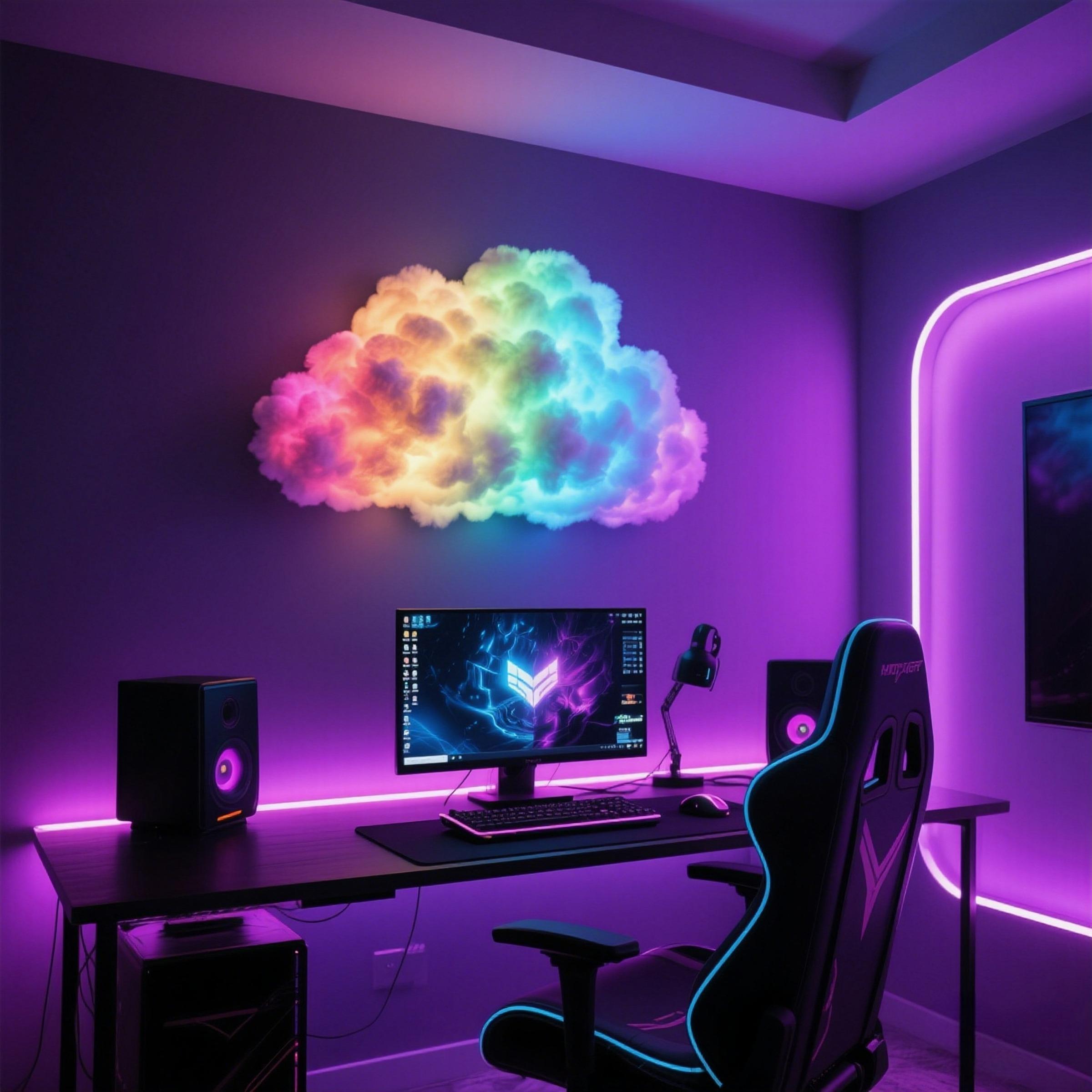 Thunder Cloud LED Light,Lightning Cloud Colorful Atmosphere Night Light,DlY Creative Cloud Lights Gaming Room Garage Club Bar dj Party Light, Light Decor- Light string length 26.25 feet (314.96inches)