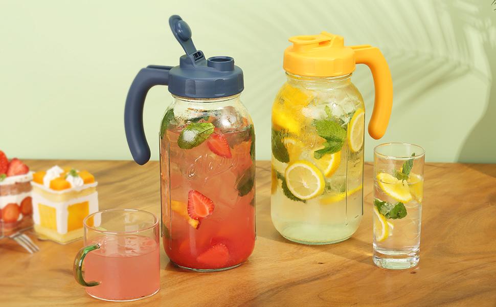SOLIGT Mason Jar Pitcher with Handle, 64oz Wide Mouth, Airtight & Dishwasher Safe, Cold Brew Coffee Maker Pitcher, Glass Pitcher for Homemade Iced Tea Drinkware Jugs Lemon Tin Christmas Gift Ideas SOLIGT Mason Jar Pitcher with Handle, 64oz Wide Mouth, Airtight & Dishwasher Safe, Cold Brew Coffee Maker Pitcher, Glass Pitcher for Homemade Iced Tea Drinkware Jugs Lemon Tin Christmas Gift Ideas