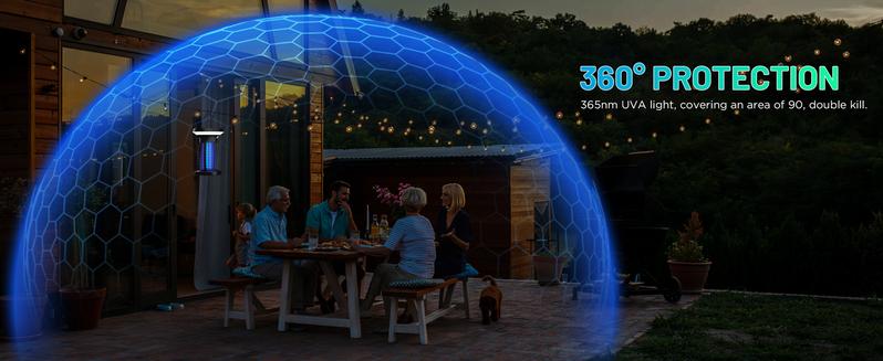 Solar Bug Zapper, 3-in-1 Mosquito Zapper with Camping Lantern, Cordless Bug Zapper for Outdoor and Indoor, Battery Powered Fly Zapper, Waterproof Mosquito Killer for Patio, Home, Backyard, Camping#fathersdaygifts