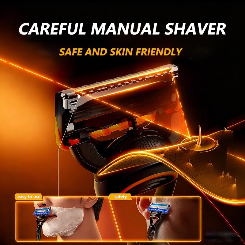 Men's Shaving Razor Set, 24 Replacement Blades, Sharp Stainless Steel Blade Handles, Skin-Friendly Design, Men's Grooming Essentials