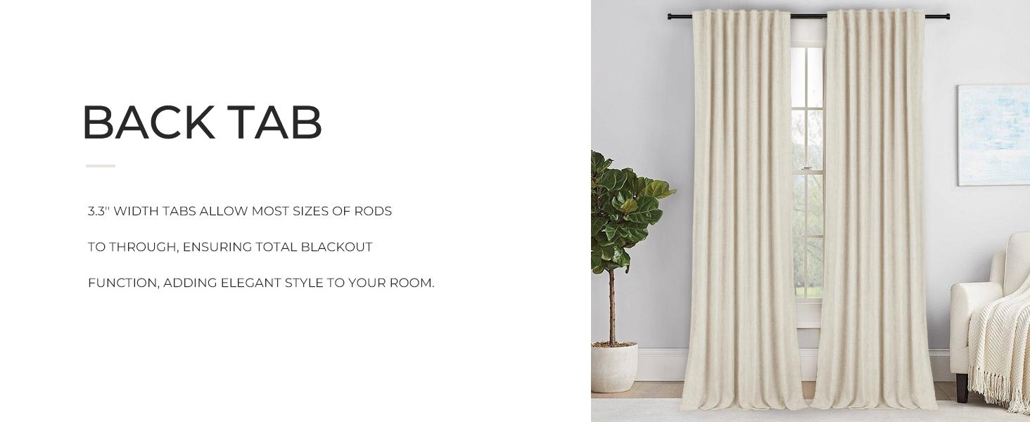 Inovaday 2pcs Blackout Curtains Linen Curtains For Living Room, Back Tab Thermal Insulated Black Out Curtains Farmhouse Style Heavy Duty Easy Maintenance Outdoorfun
