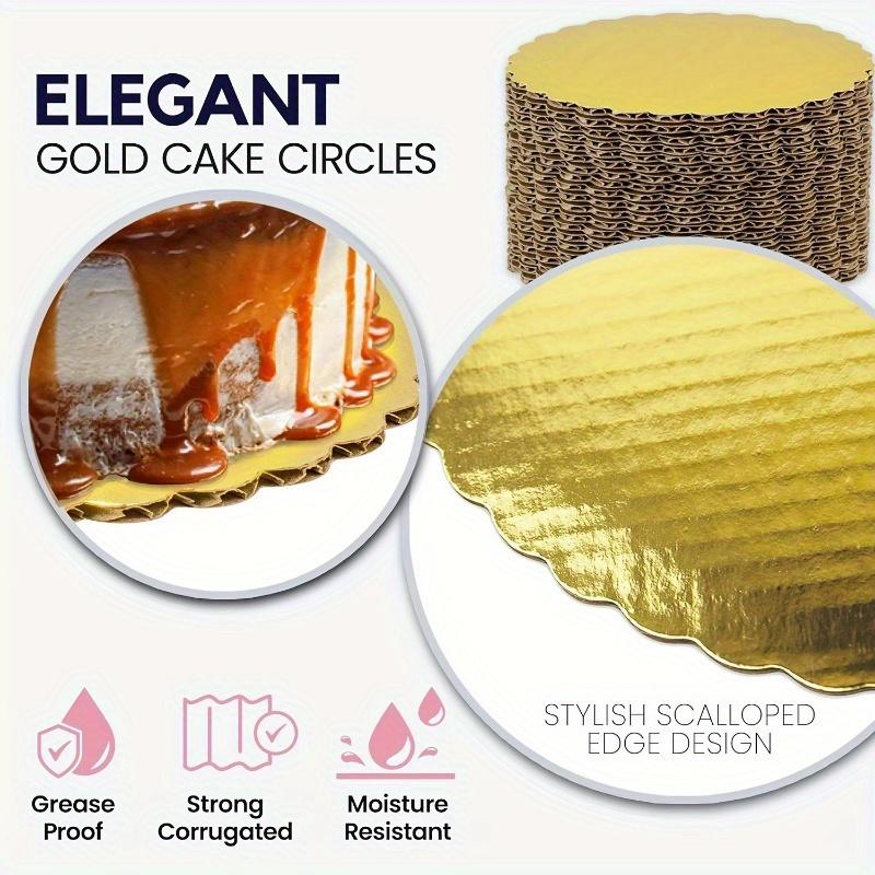 10pcs Golden Corrugated Cake Boards - Round Cake Cardboard Base for Desserts, Pastries, Greaseproof Disposable Cake Plates, Party Plates, for Birthdays, Christmas