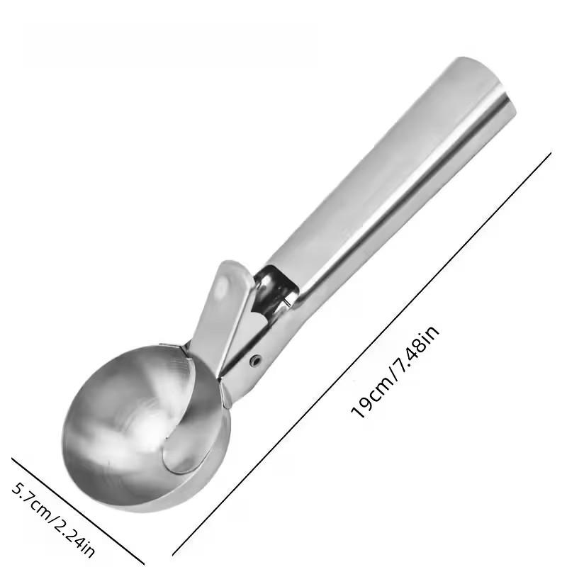 3 piece Food-Grade Stainless Steel Ice Cream Scoop Baller, Dual-Purpose for Commercial & Home Use, Special Tool for Watermelon Fruit Ice Cream, Professional Design Comfortable Grip, Kitchen Baking Dessert Shop Tool