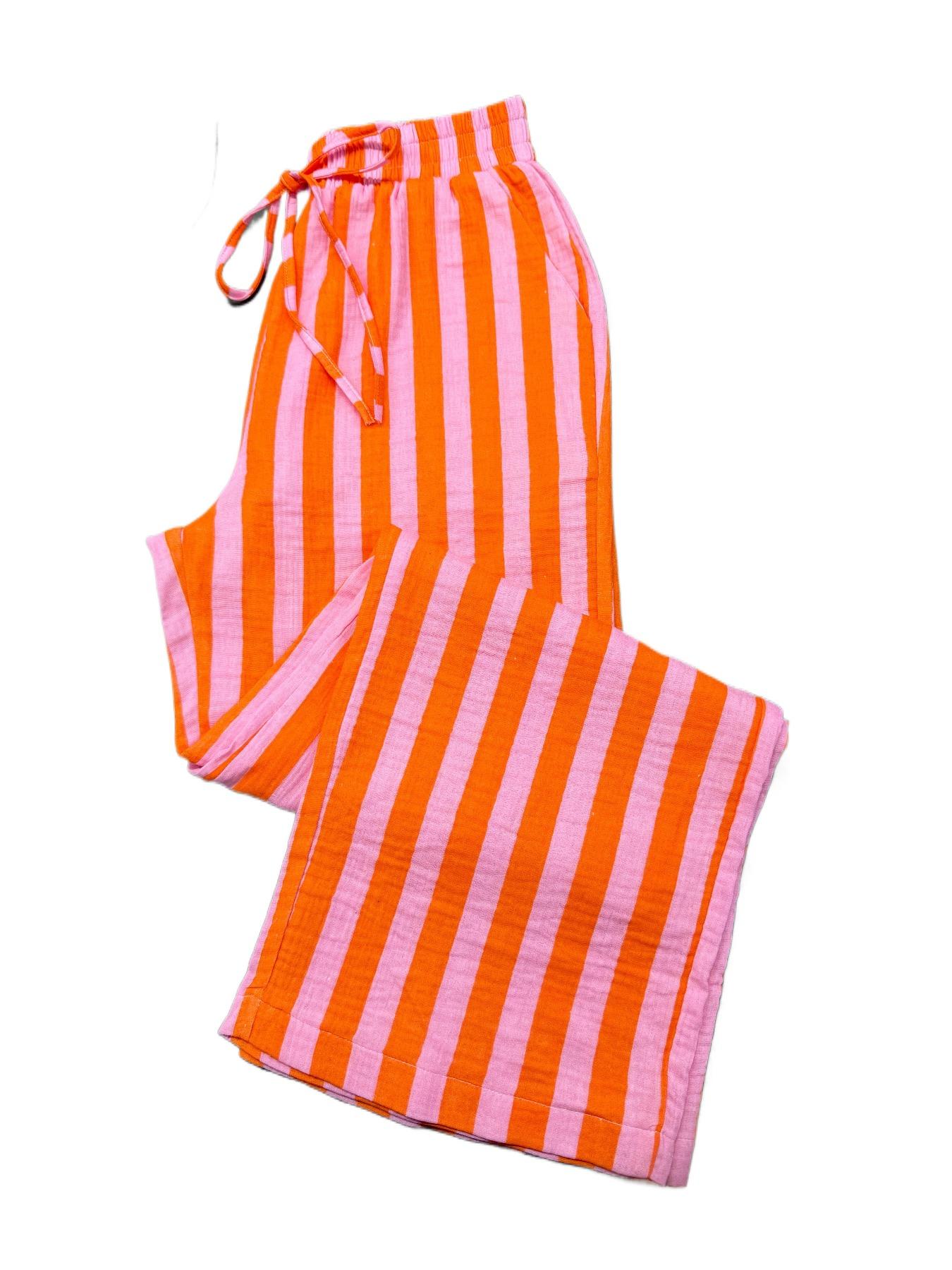 Women's Long Pants Casual Trousers Drawstring Elastic Waist Straight Leg Loose Casual Comfortable Printed Striped for Spring & Fall, casual streetwear pants, Womenswear