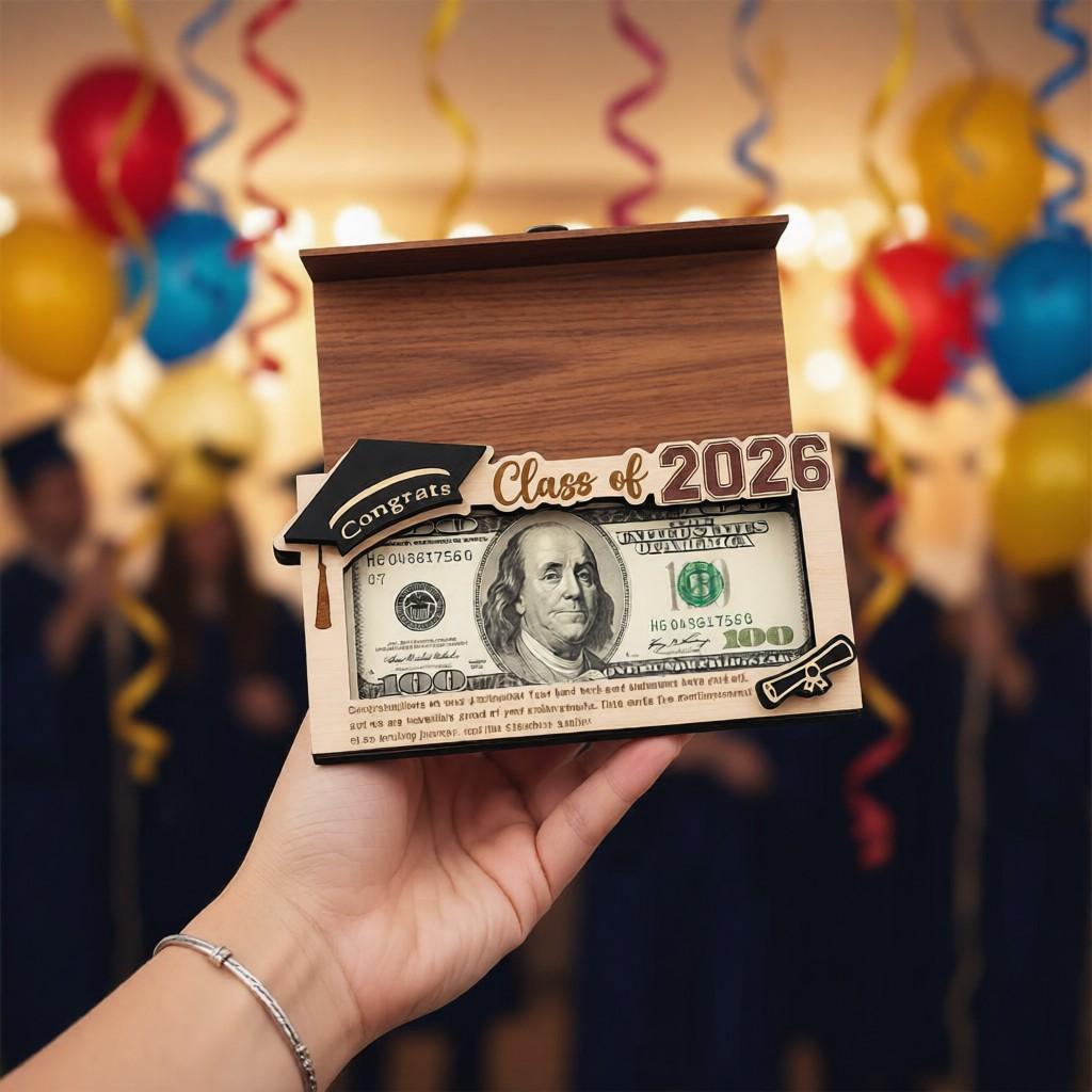 2026 Graduation Wooden Money Holder | Unique Cash Gift Keepsake for Graduates
