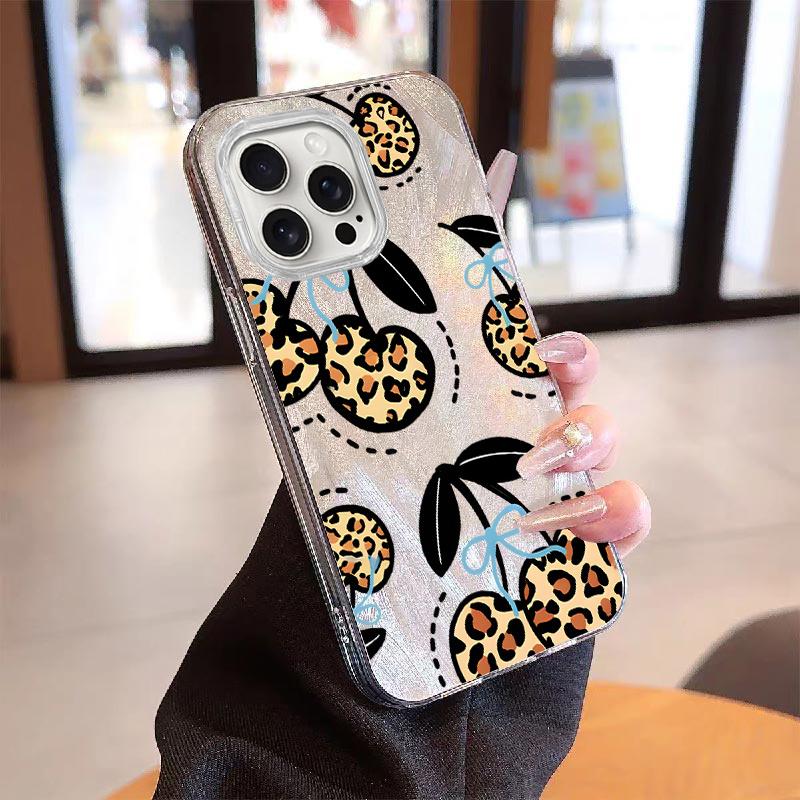 Cherry leopard print with stand combination set phone case Case is Suitable For Xiaomi POCOX3PRO/POCOX3GT/POCOX3NFC/POCOX3/POCOM6PRO5G/POCOM3/POCOF5PRO with PET Shock proof, Fashionable and durable design