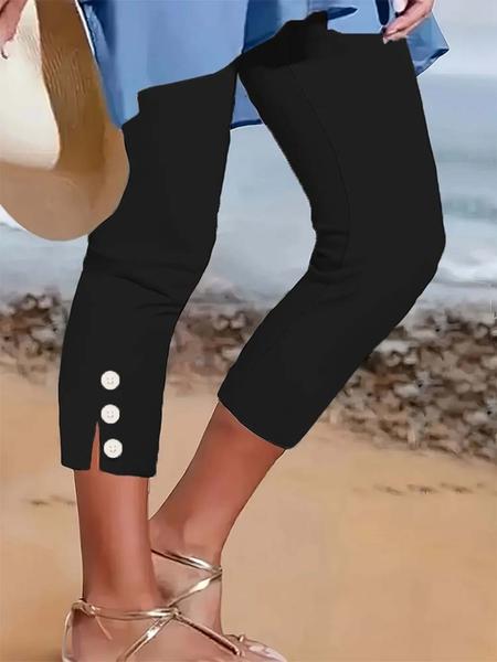 Women's Solid Color Skinny Capris Pants, Casual Comfy Breathable Trousers for Daily Wear, Ladies Bottoms for All Seasons