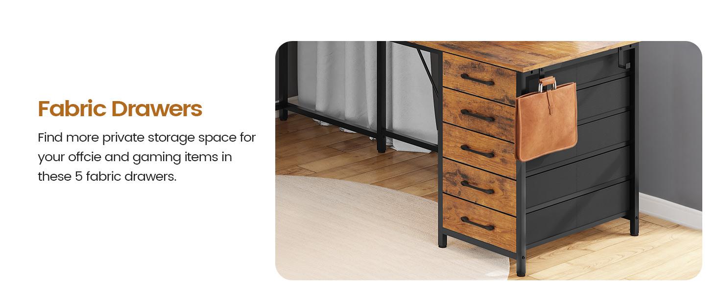 SEDETA L-Shaped Computer Desk with Storage Home Office Desk LED L-Shaped Gaming Desk with Storage