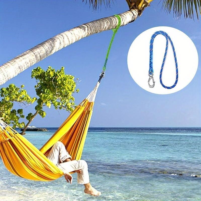 Nylon Rope with Metal Hooks, Secure Attachment, Wear-Resistant, Lightweight Design Hanging Rope for Swings, Hammocks, Patio Chairs, Garden, Camping, Versatile Use, Durable Outdoor Gear
