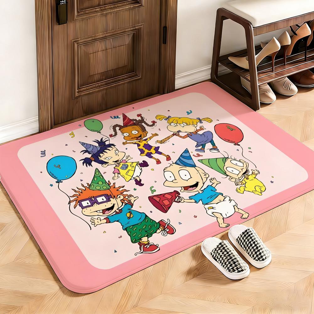 Classic Rugrats Floor Mat This soft flannel mat provides a cozy Soft flannel mat with quick water absorption, non-slip and durable. Easy to clean, ideal for bathroom and entryway use.