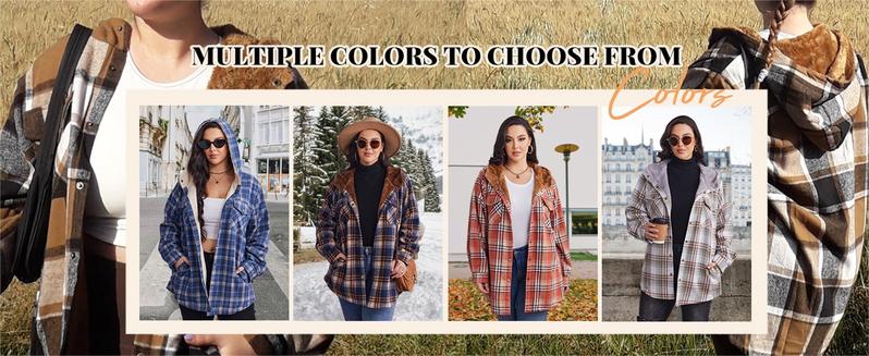 IN'VOLAND Plus Size Women Flannel Plaid Shacket Jacket Long Sleeve Button Down Fleece Hooded Jackets Fall Winter Coat Casual Autumn Women's Plaid Match With Occasions IN'VOLAND Plus Size Women Flannel Plaid Shacket Jacket Long Sleeve Button Down Fleece Hooded Jackets Fall Winter Coat Casual Autumn Women's Plaid Match With Occasions