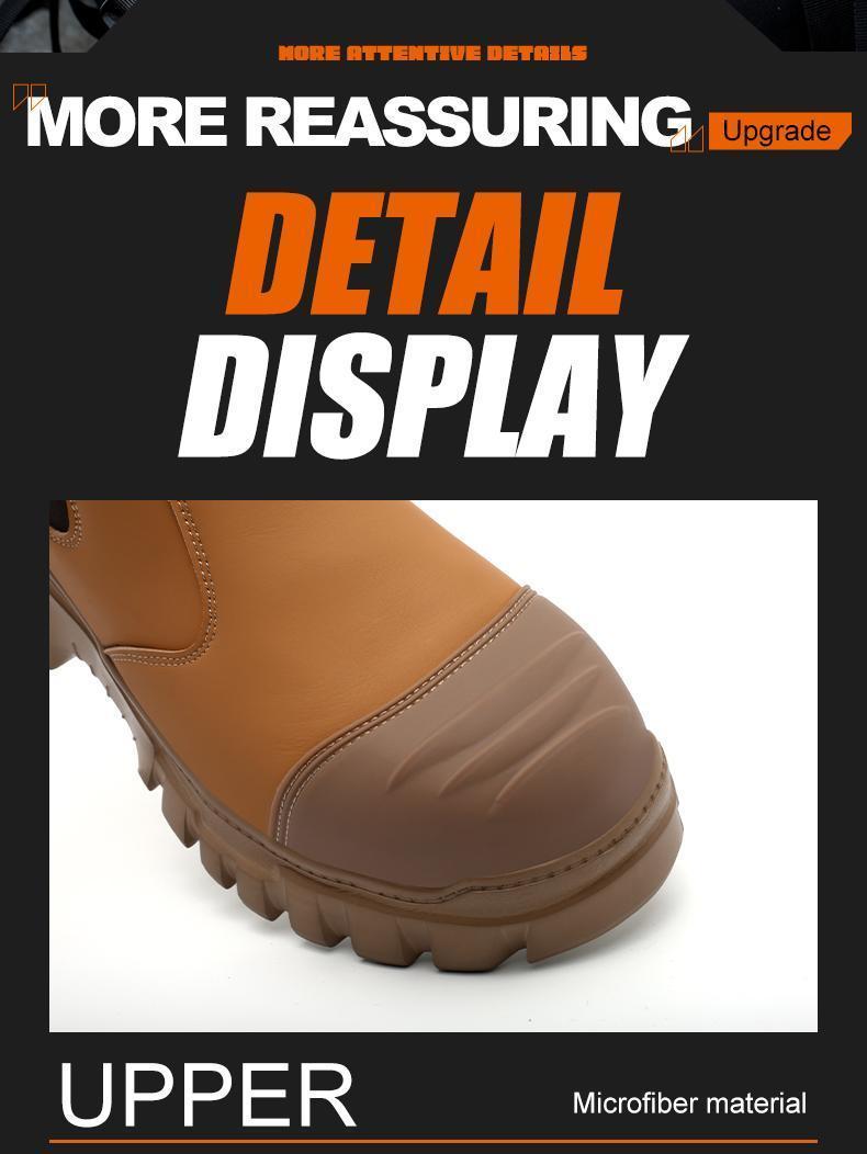 Brown Steel Toe Safety Shoes Unisex, Lightweight Anti Slip Work Shoes, Splash Resistant, Smash Proof and Puncture Proof for Kitchen, Restaurant and Food Service Work