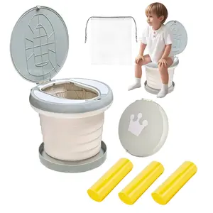 portable, foldable potty seat for toddler, Training Toilet Seat Emergency Toilet for Car, Camping, Outdoor, indoor (grey, large)