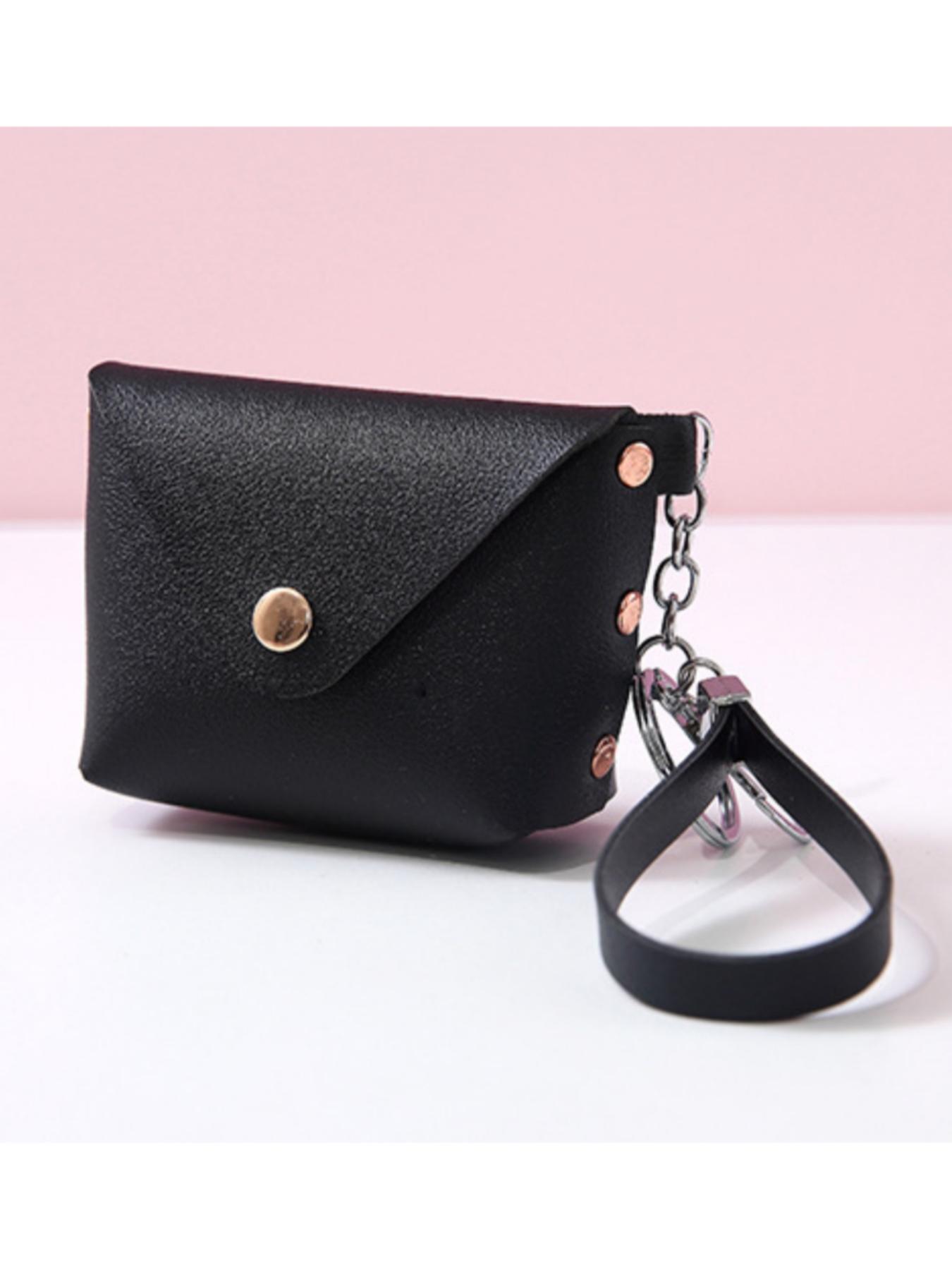 Korean Style Creative Keychain Bag, PU Leather Wrist Strap Coin Purse, Mini Storage Pouch, Boho Fashion Accessory for All Seasons