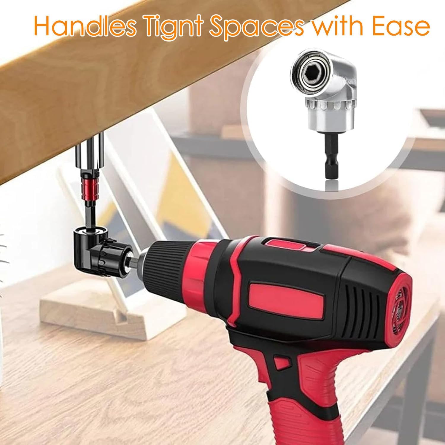 Hex Shank Corner Tool,Right Angle Drill Attachment,Right Angle Drill Attachment with Multi-function Bend Screwdriver Bit,105 Degree Right Angle Drill Adapter,1/4" Hex Shank Corner Tool Screw Hub.