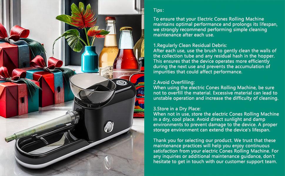 CAPTAIN  Electric Cones Rollling Machine  Filling Maker,1 Stirring Rod, 1 Brush(King Size, Black-Lines)