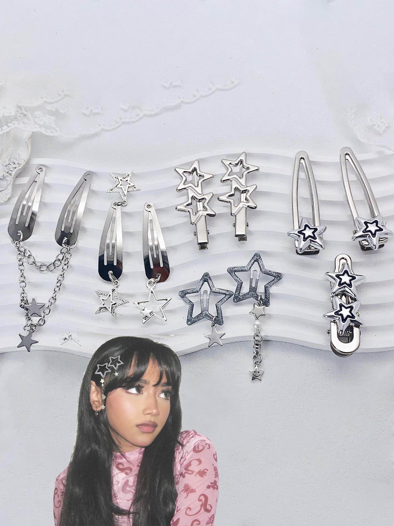 Cute Star Design Hair Clips, Super Cute Clips, Fashionable Hair Accessories for Women & Girls, Y2K Style Hair Clips for Party, Daily Clothing Decor, Birthday Gift