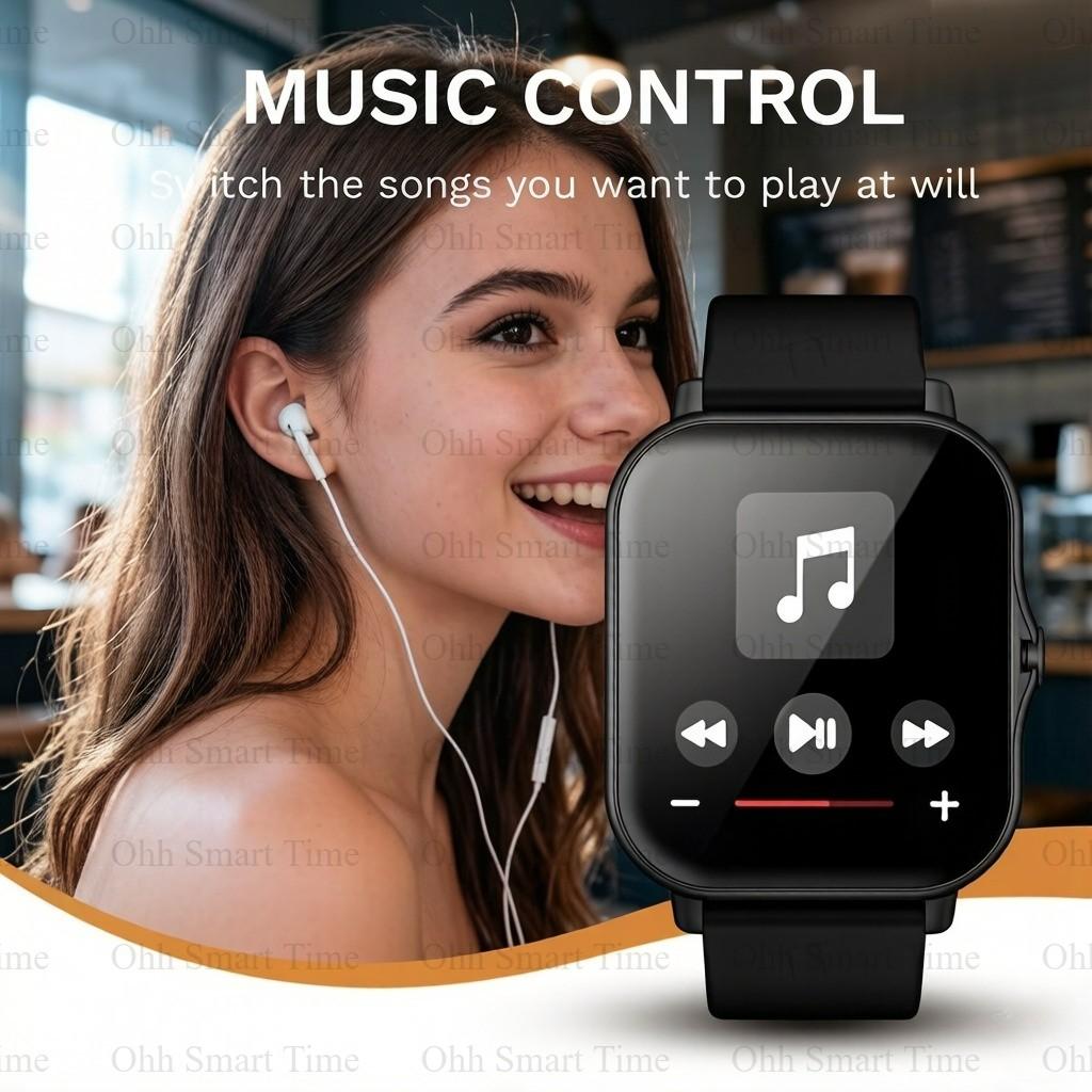 Multifunctional Smartwatch for Men Women, Wireless Call & Answer Function, Pedometer & Fitness Tracker, Steps/Calories Counter, Multiple Sports Modes, Sedentary Reminder & Call SMS Reminder, Multimedia Message Viewing & Weather Forecast