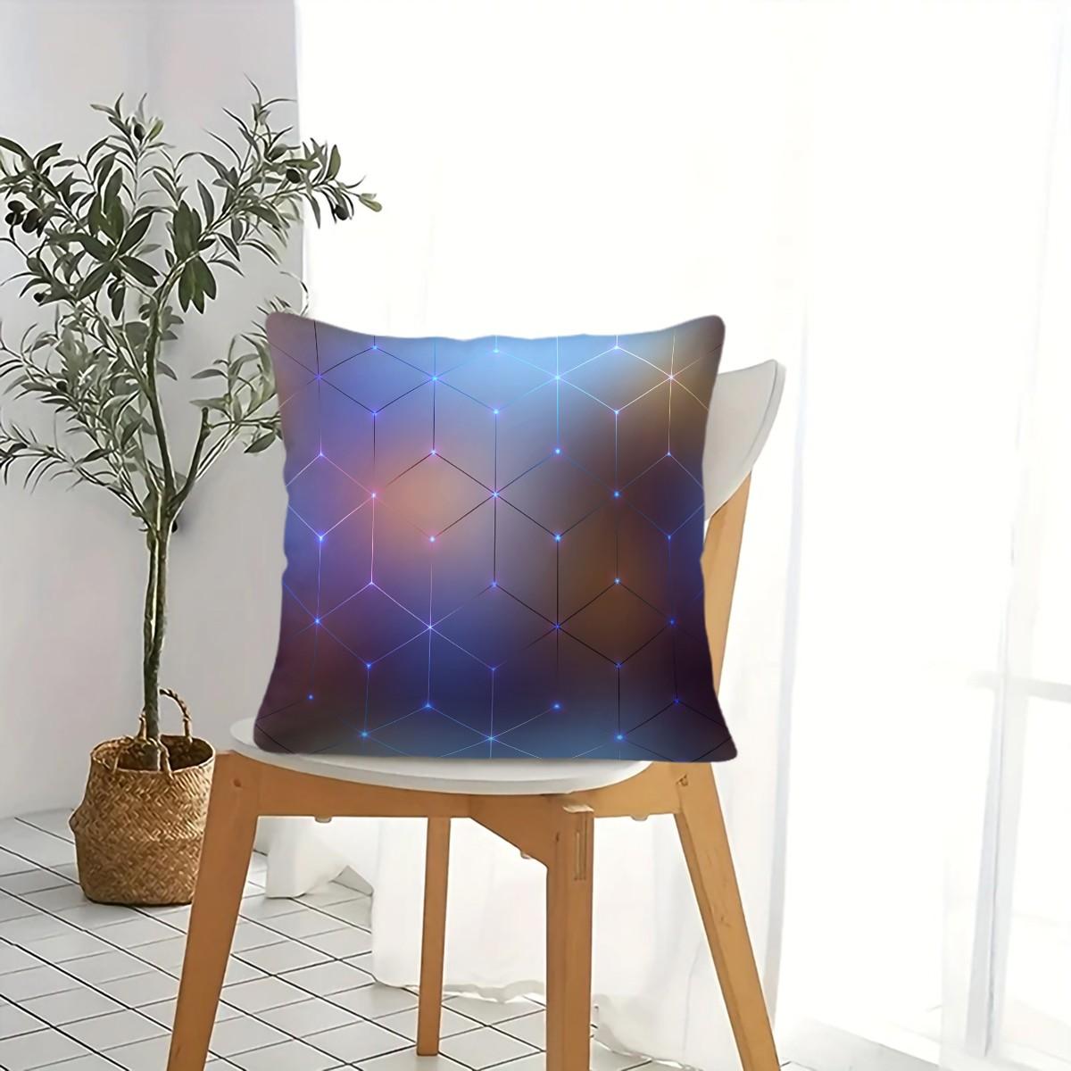 1 Piece Futuristic Neon Grid Body Pillow, Soft Memory Foam Decorative Pillow, Stylish Digital Print Cushion with Ergonomic Support, Trendy Sci-Fi Themed Throw Pillow for Gaming Room, Bedroom, Sofa, Office Decor & Comfort Support