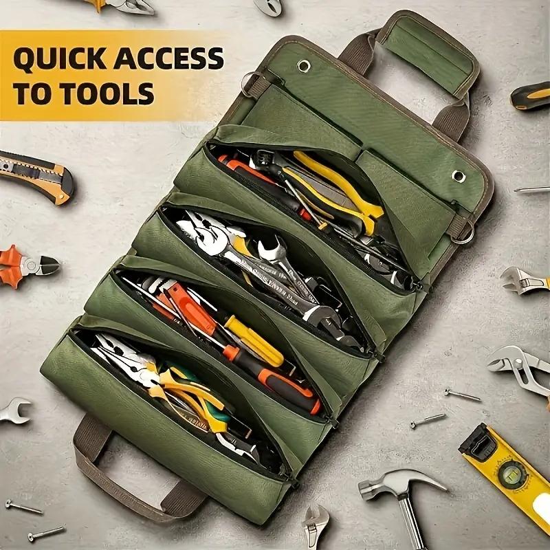 Heavy Duty Rollable Tool Bag with Free Delivery Nationwide - Organized Storage for Tools electrician mechanic roll up Portable roll-up handle versatile belt construction worker Waterproof Adjustable Organizer detachable pouch Backpack rv owner