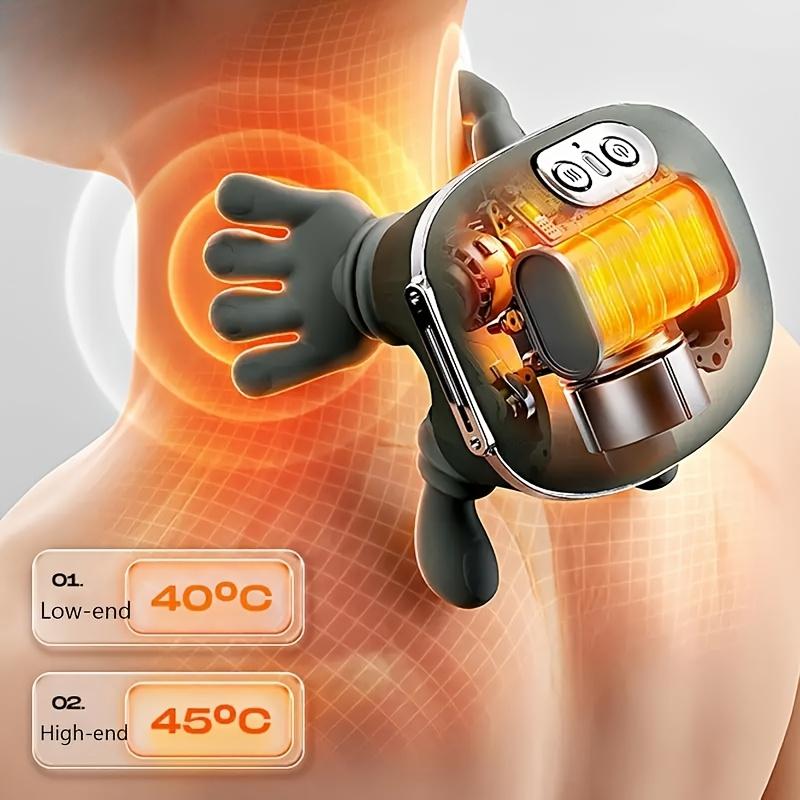 Bionic hand heating massage device, used for deep tissue pain relief, wireless portable electric finger pressure 4D kneading massage, designed to simulate the human hand, suitable for neck/shoulder/hand/leg massage Neckmassager