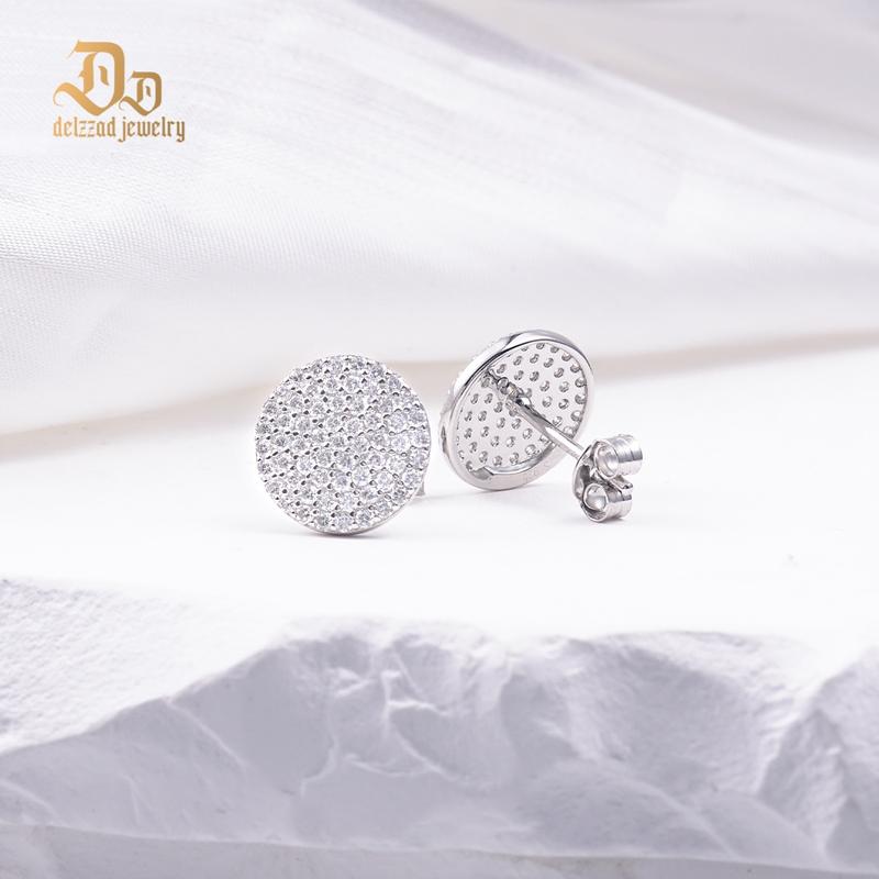 Delzzad 14K Gold-Plated Iced Out Circle Shape Earrings Lab-Created Moissanite Stud Earring S925 Sterling Silver Moissanite Jewelry Perfect Birthday Mother’s Day Christmas Gift for Men Women Wedding Set