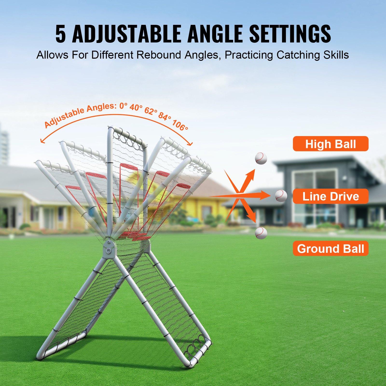 VEVOR Baseball And Softball Rebounder Net, 3.5 x 6 ft PitchBack Baseball Pitching Nest, Softball Pitchback Net, Fielding Trainer, Bounce Back Net for Fielding/Throwing Practice, 5 Adjustable Angles VEVOR Baseball And Softball Rebounder Net, 3.5 x 6 ft PitchBack Baseball Pitching Nest, Softball Pitchback Net, Fielding Trainer, Bounce Back Net for Fielding/Throwing Practice, 5 Adjustable Angles