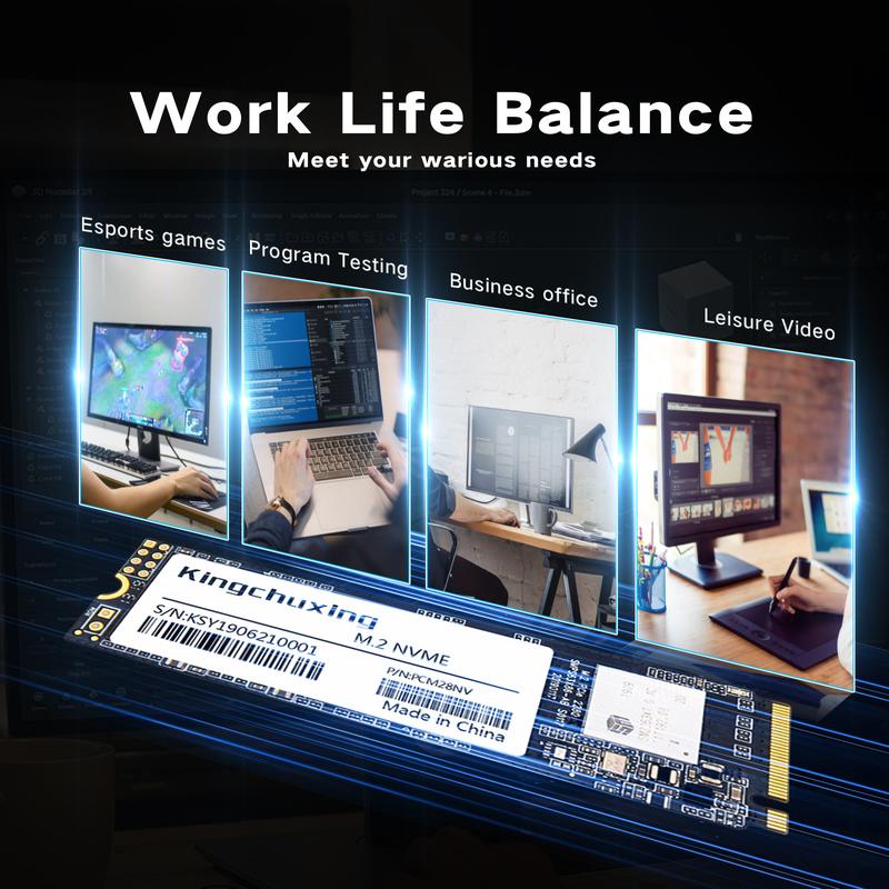 Kingchuxing M.2 NVMe PCIe 3.0X4 SSD 1TB 512GB SSD M.2 2280 PCIe Hard Drive Disk Internal Solid State Drive for Laptop