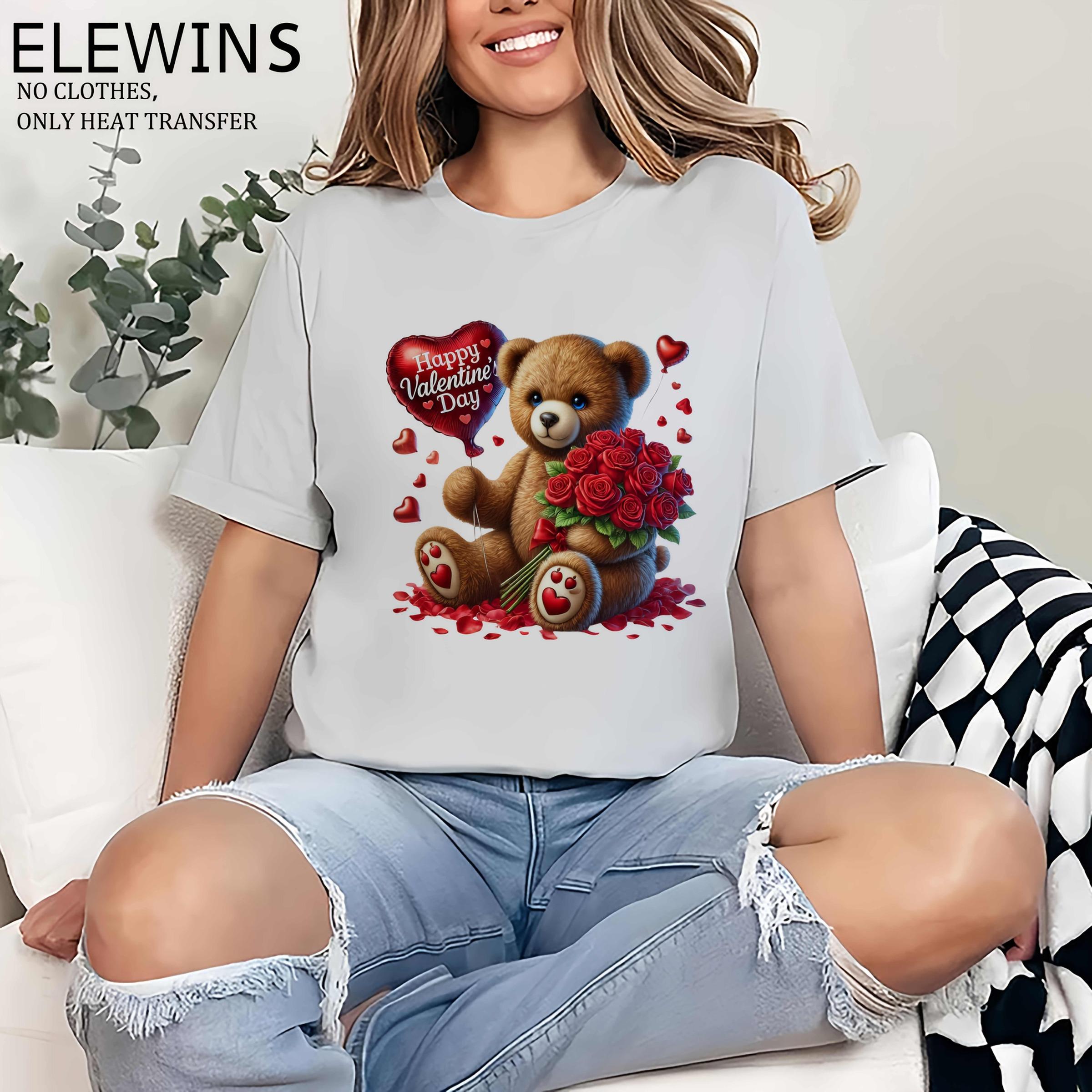 6 Pcs Teddy Bear Heart Iron-On Transfer Stickers, Handmade Embellishments, DIY Clothing Decorations for T-Shirts, Jeans, Hats, Backpacks, No Sewing Required, Gift, Diy Decoration Set