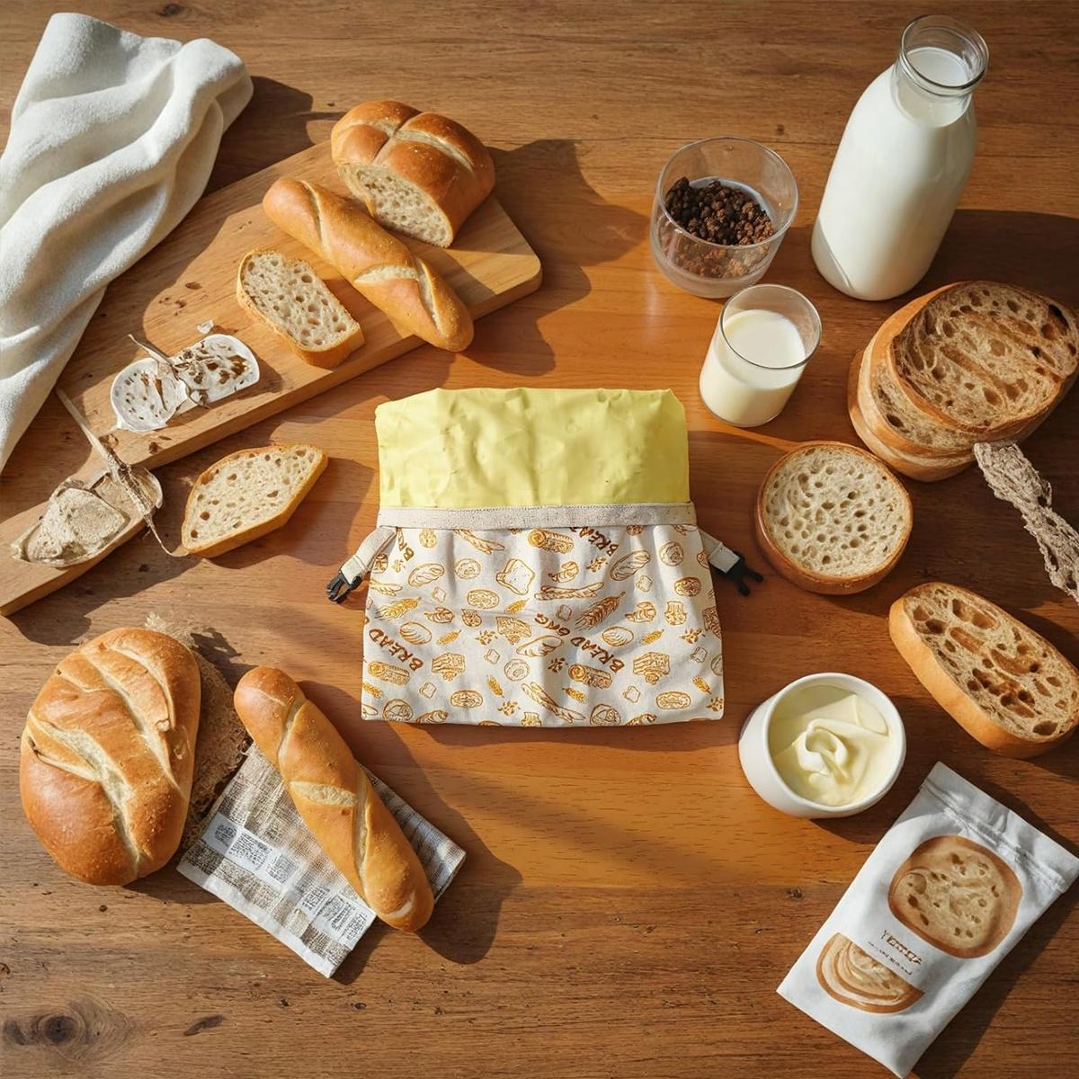 Reusable Beeswax Bread Bags - Large 17x13 Inch for Sourdough & Homemade Bread Storage, Beeswax Preservation, Food Storage Bags, Snack Bags, Heavy Duty Food Bags for Travel, Easy to Clean & Daily Use, Washable, Ideal for Home Baking