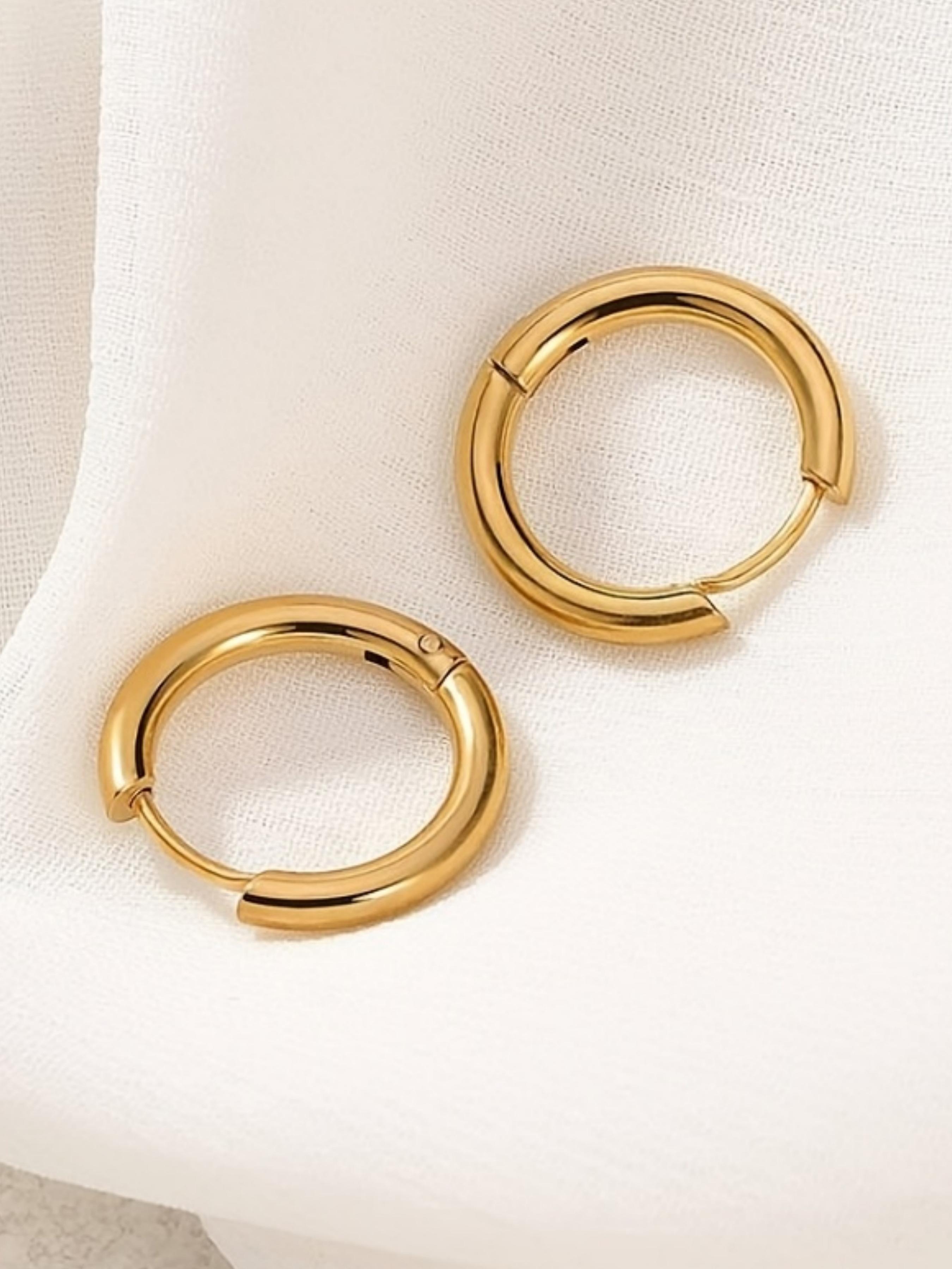 5 pairs Women's Earring Set  CZ Cubic Zirconia Stones Flat Back Design Suitable for Sensitive Ear Piercings Ear Ring Circles with Sizes 3–4–5 Millimeters Jewelry Accessories