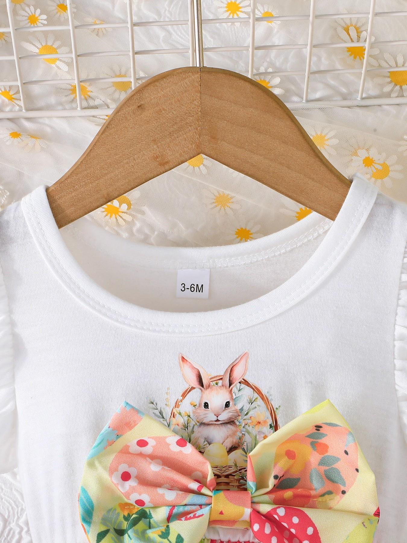 Super Cute Easter Dress for Baby Girls 🌸 Ruffled Sleeve Toddler Outfit with Bunny & Egg Prints | Adorable Summer Baby Clothes Exclusively for Little Princesses