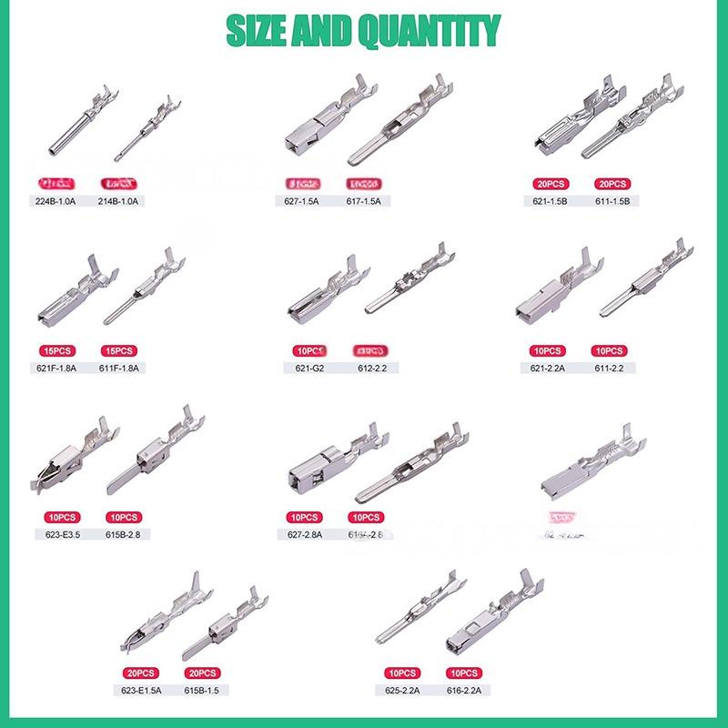 290PCS/1-3.5mm Automotive Connector Pin Accessories Male and Female Connectors Crimping Wiring Pin Terminal+One 48B Wire Clamp Widely Used in Various 12V Connectors, Trucks, Cars, Ships, etc