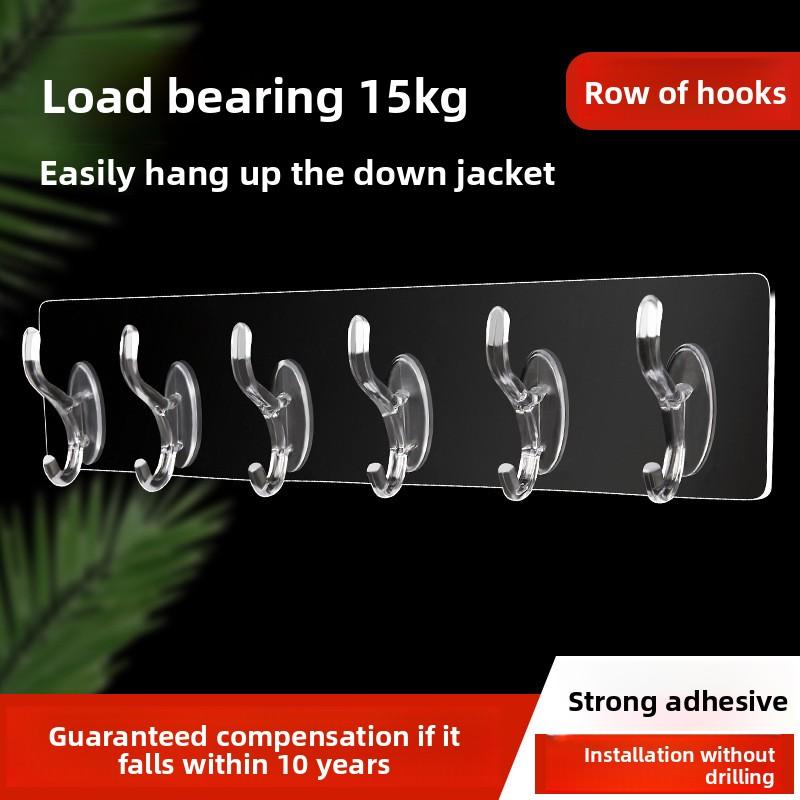 Heavy-Duty No-Drill Adhesive Wall Hooks, Stainless Steel Nail-Free Hangers