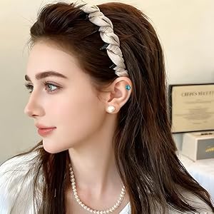 4 Pcs Braided Headbands with Teeth for Women, Handmade Crystal Flower Comb Hairbands, Sparkly Twisted Non-Slip Hard Head Bands, Elegant Silver Black Hair Accessories