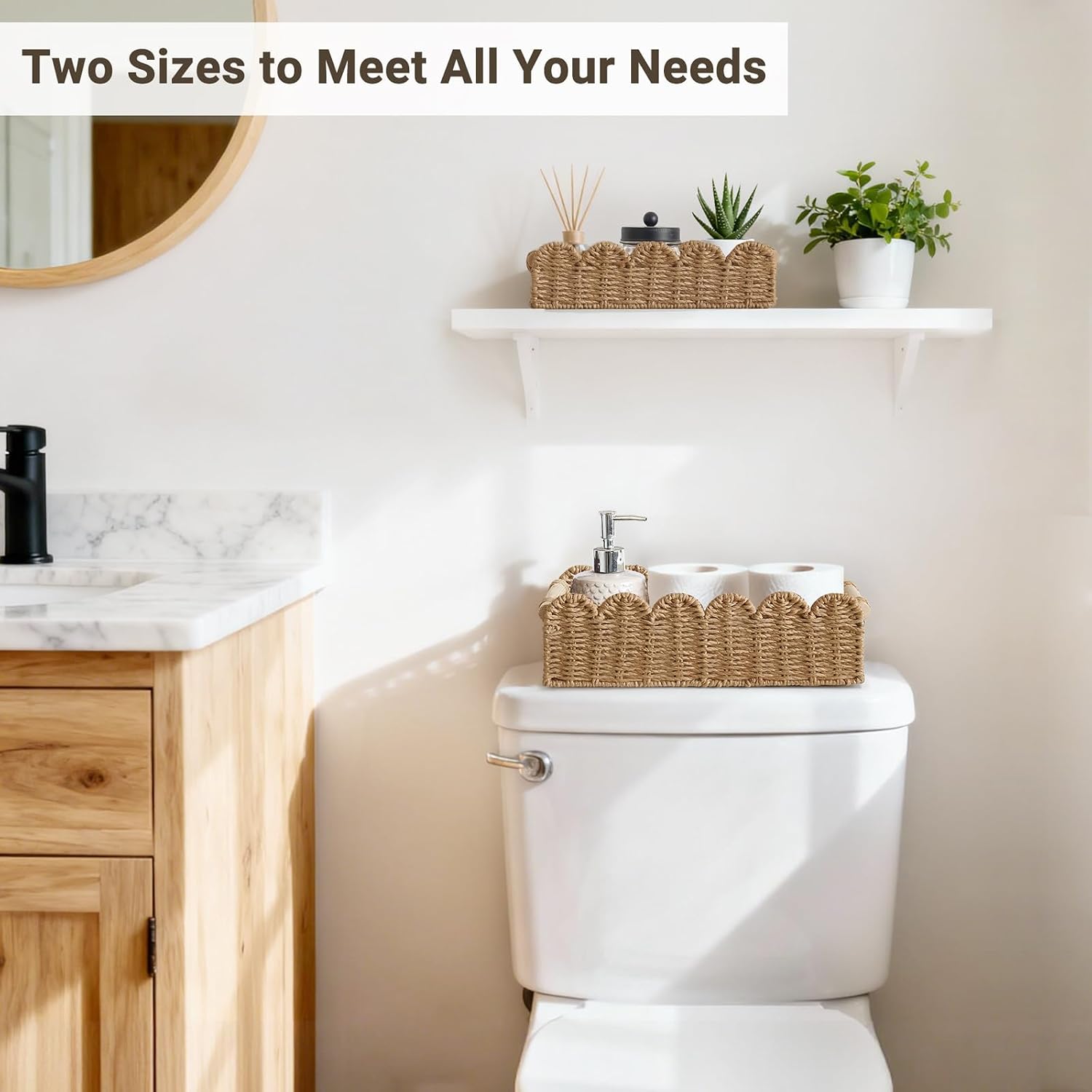Toilet Paper Storage Basket 2 Pack Bathroom Scalloped Basket Toilet Paper Storage Basket 2 Pack Bathroom Scalloped Basket