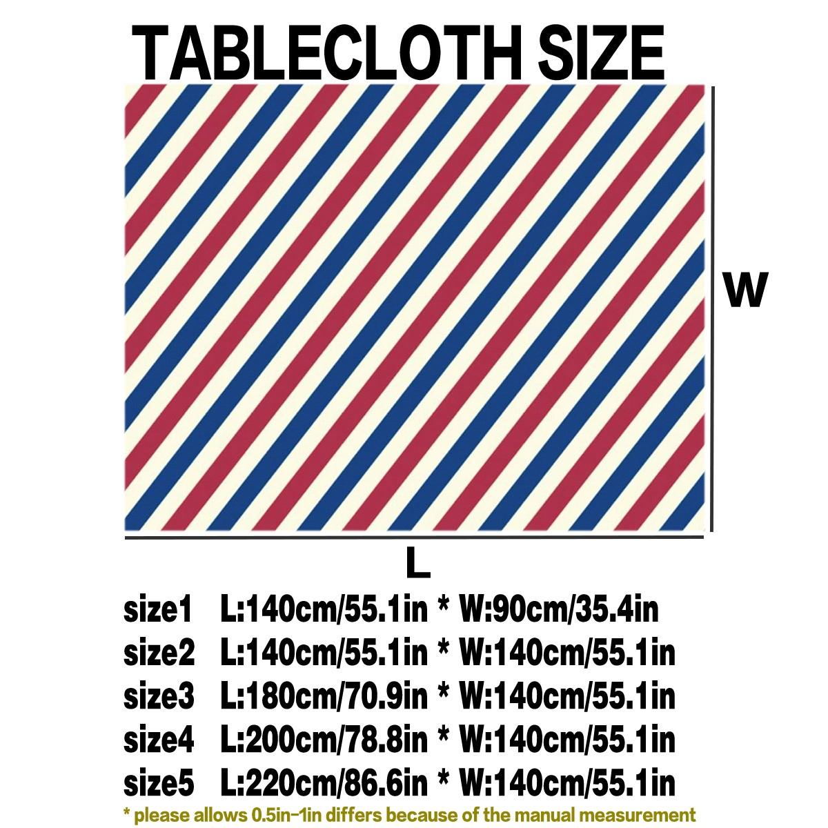 Blue Striped Tablecloth, Polyester, Washable, Kitchen Dining Outdoor Picnic Garden Party Decor