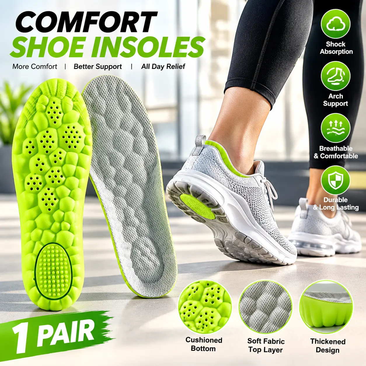 4D Cloud Height Boosting Insoles for Men Women Soft Memory Foam Insoles Shoe Inserts Shock Absorption Height Increase Insoles(Lift 1.5 CM 2.5CM 3.5CM)