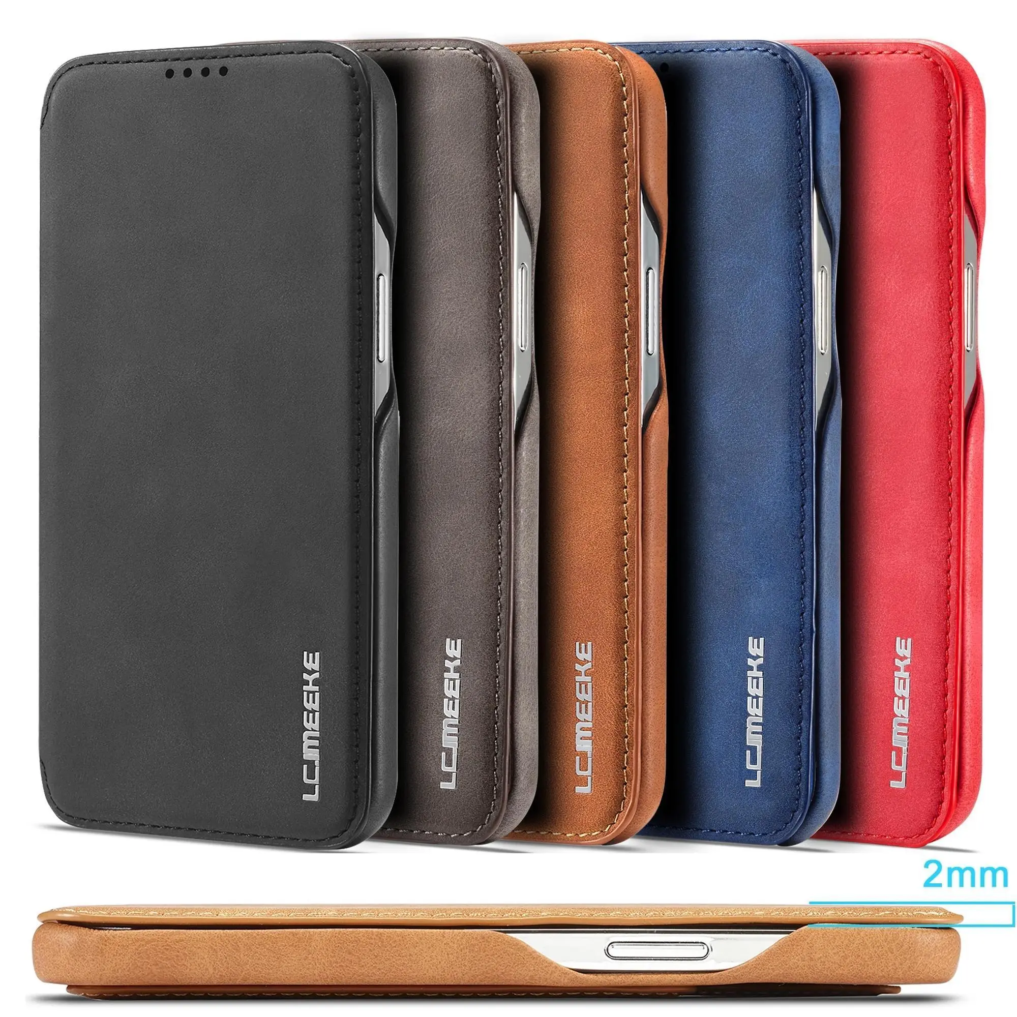 Leather Flip Wallet Phone Case with Slim Card Slots for iPhone 14-16 Pro Max,13-12 Mini,11,XS,X,XR,8-7 Plus,SE 2022 – Cellphone Smartphone Handheld Device Protection Cover, Devices