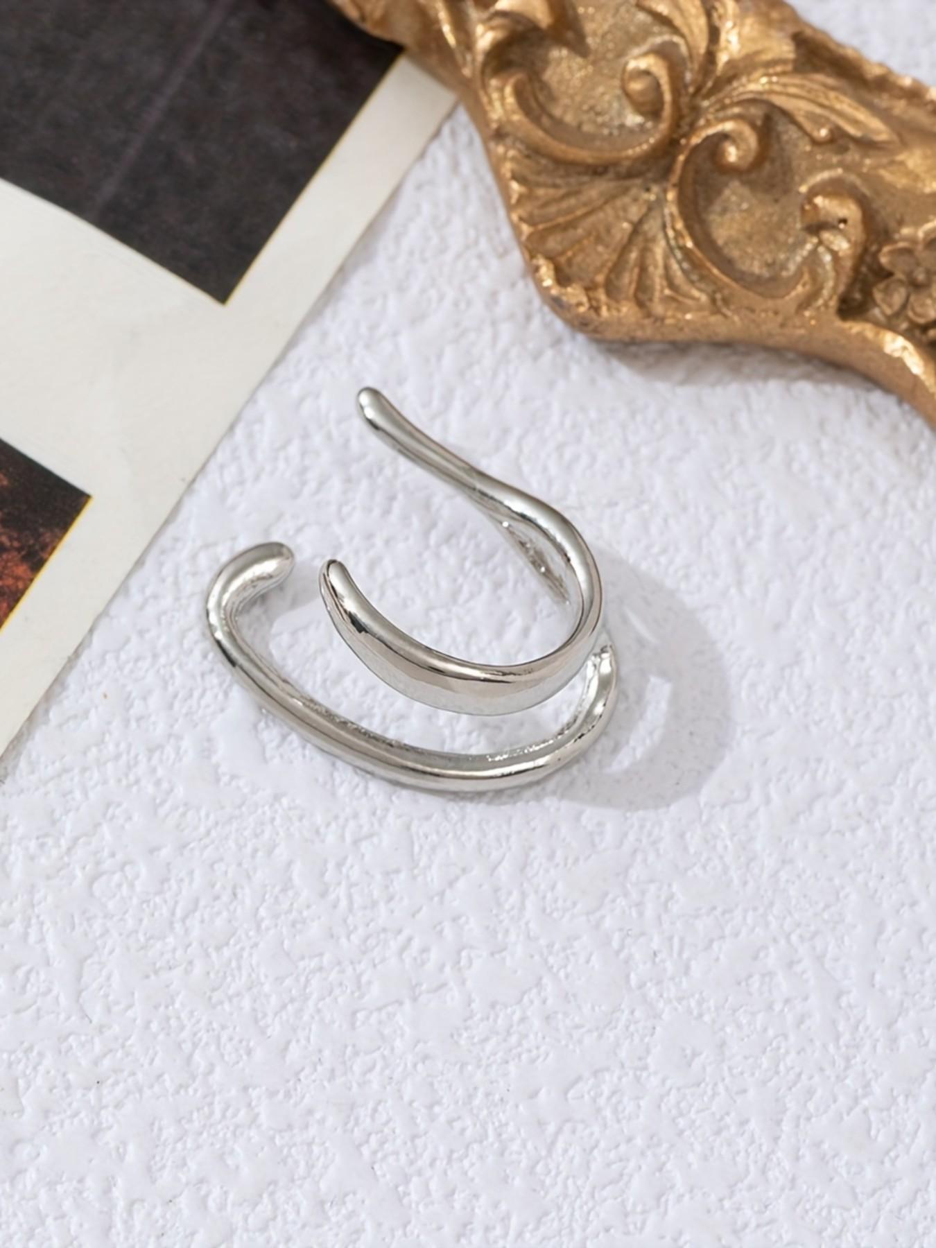 2pcs Minimalist Ear Cuffs, Fashionable High-End Earrings, Unique Versatile Studs, Casual All-Season Jewelry, Plain Design