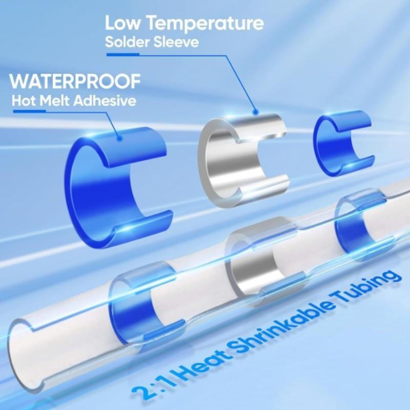 300pcs Solder Seal Wire Connectors, Haisstronica Waterproof Heat Shrink Butt Connectors, Self Solder for Marine, Aircraft, Boat, Truck, Stereo, Joint
