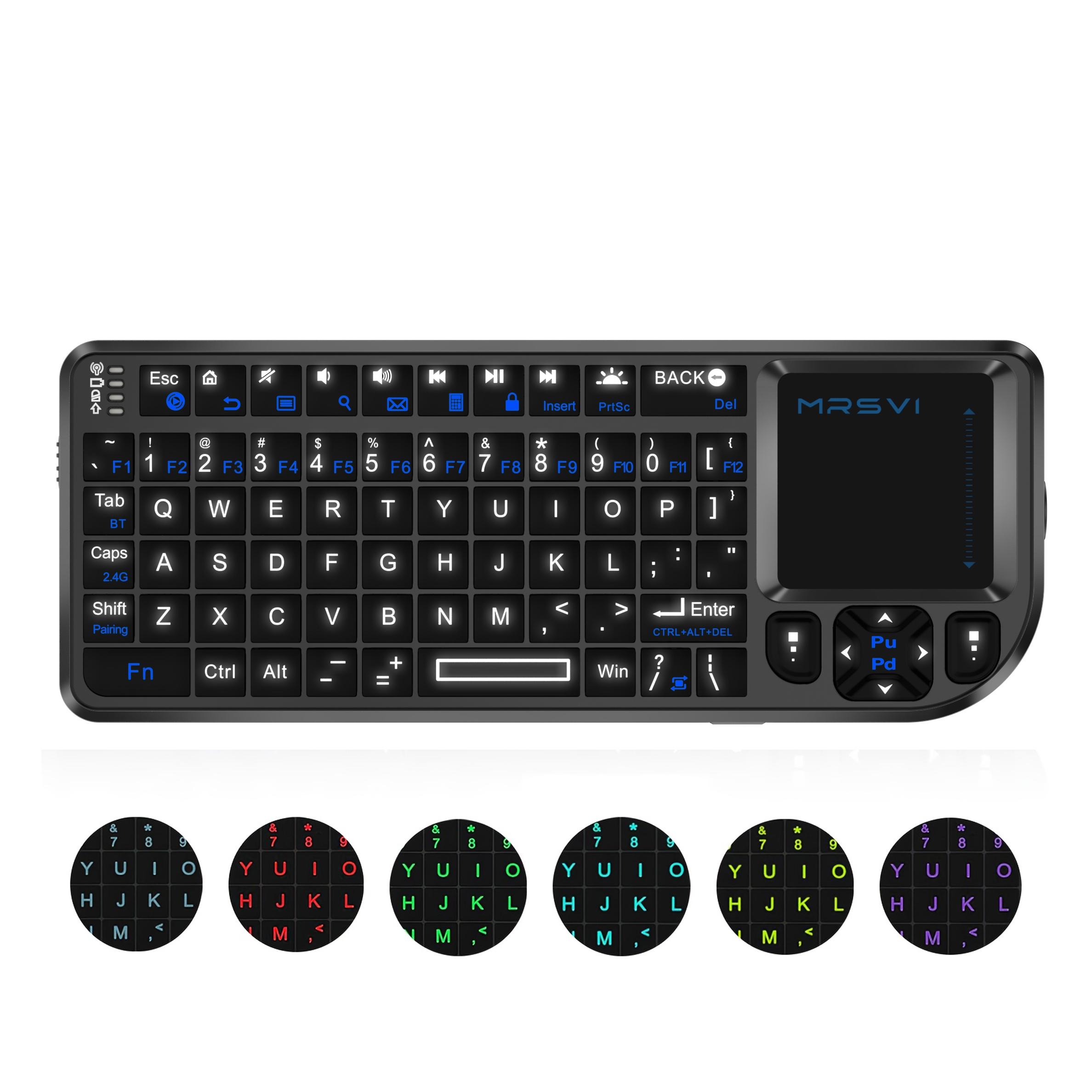 Mrsvi Bluetooth-compatible Mini Keyboard with Touchpad, Wireless Backlit Rechargeable Design, Compatible with PC, Smart TV, Projectors for Office & Home Use