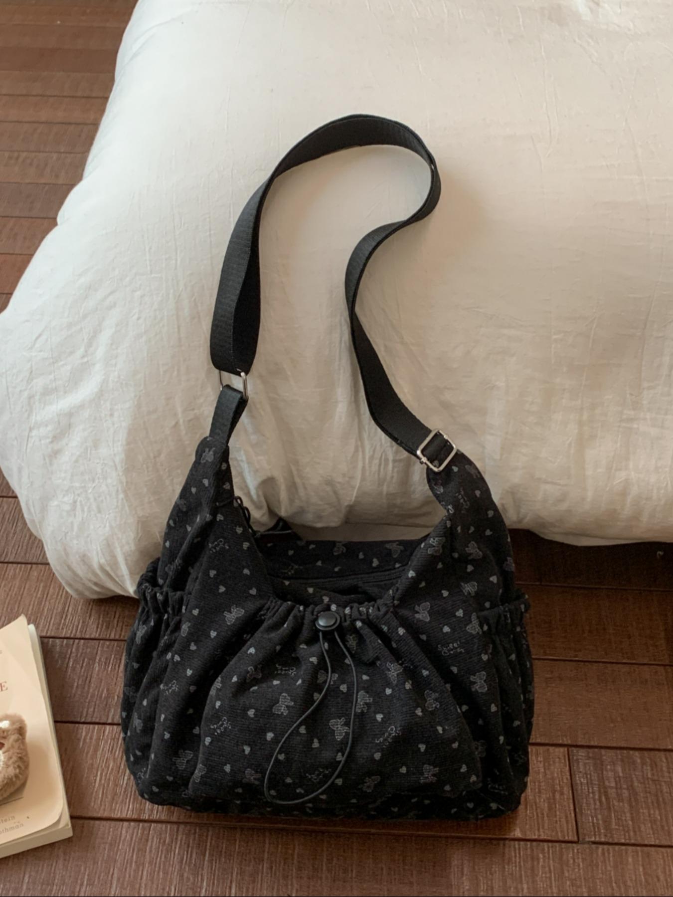 Japanese-style minimalist plaid canvas bag, large capacity, 2025 new autumn/winter casual shoulder/crossbody bag, high-end commuter dumpling bag, zip closure, suitable for campus, workplace, commuting, casual shopping, and everyday accessories.