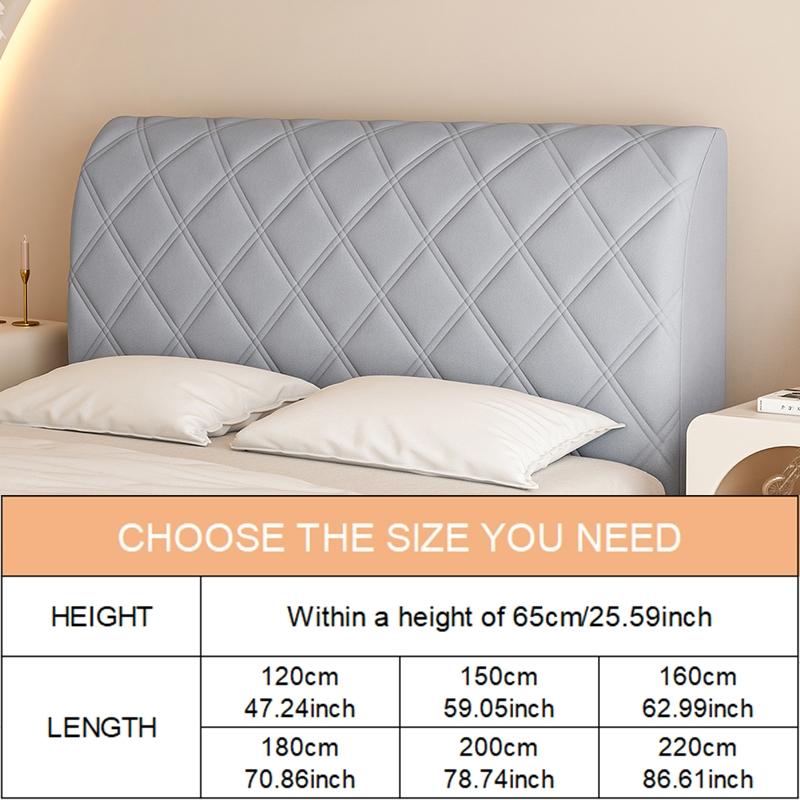 Diamond Grid Elastic Full Headboard Protector Cover, Polyester Material, Anti-Collision Dustproof, All Sizes, Soft Comfortable, Washable